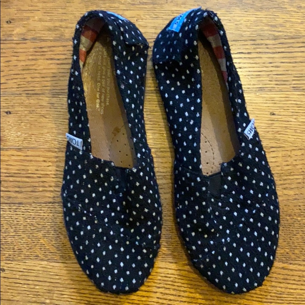 Toms black polka dot woven flats 6.5 Y4